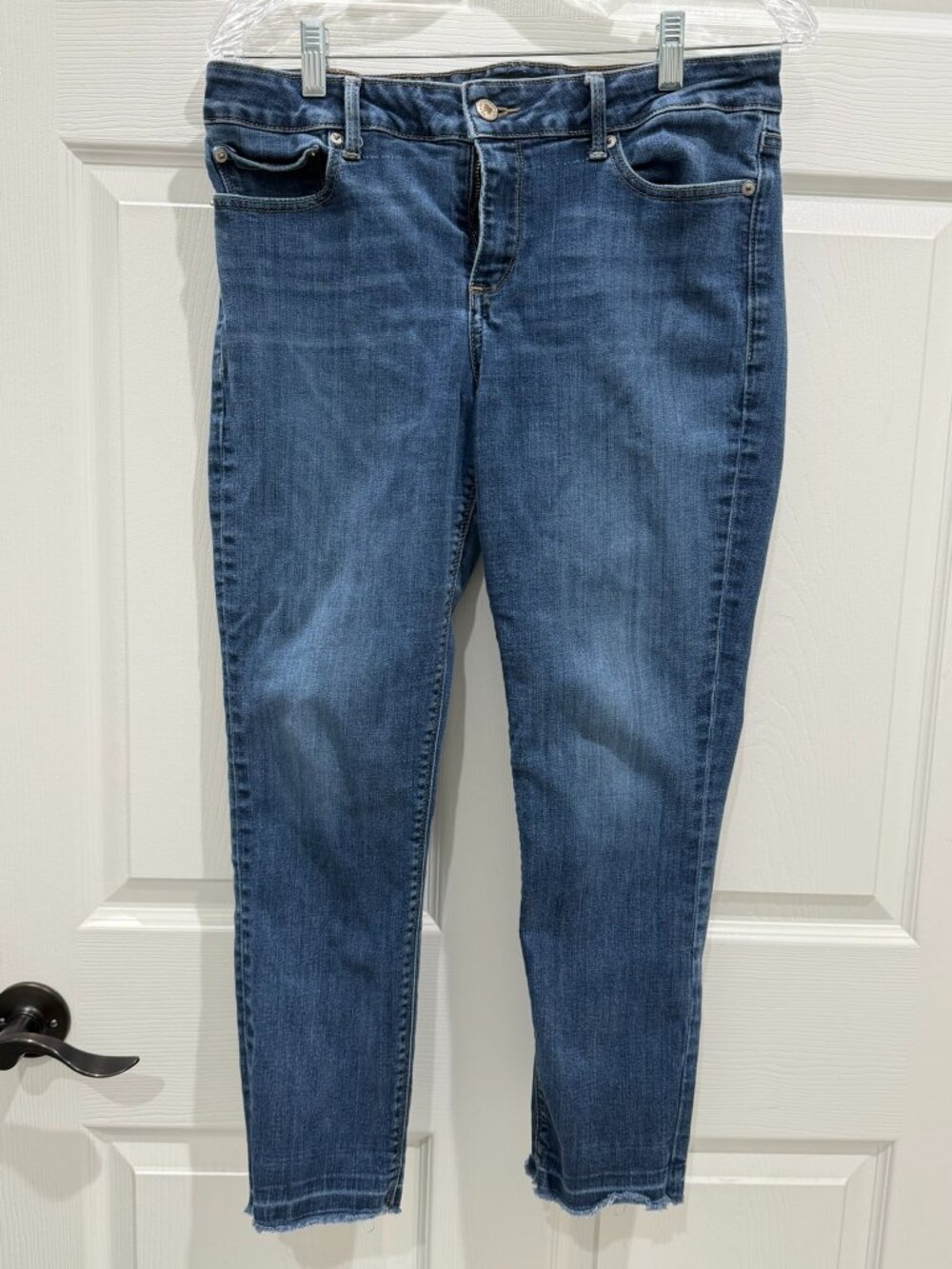 Lucky Brand Lolita Crop Jeans Size 10/30 Mid Rise Skinny Raw Hem Medium Wash